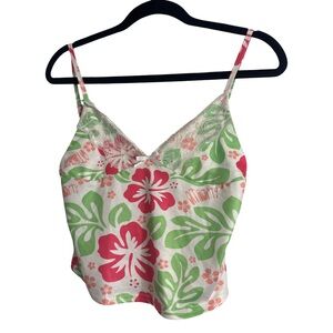 omighty Pink & Green Floral Lace-Trim Cami